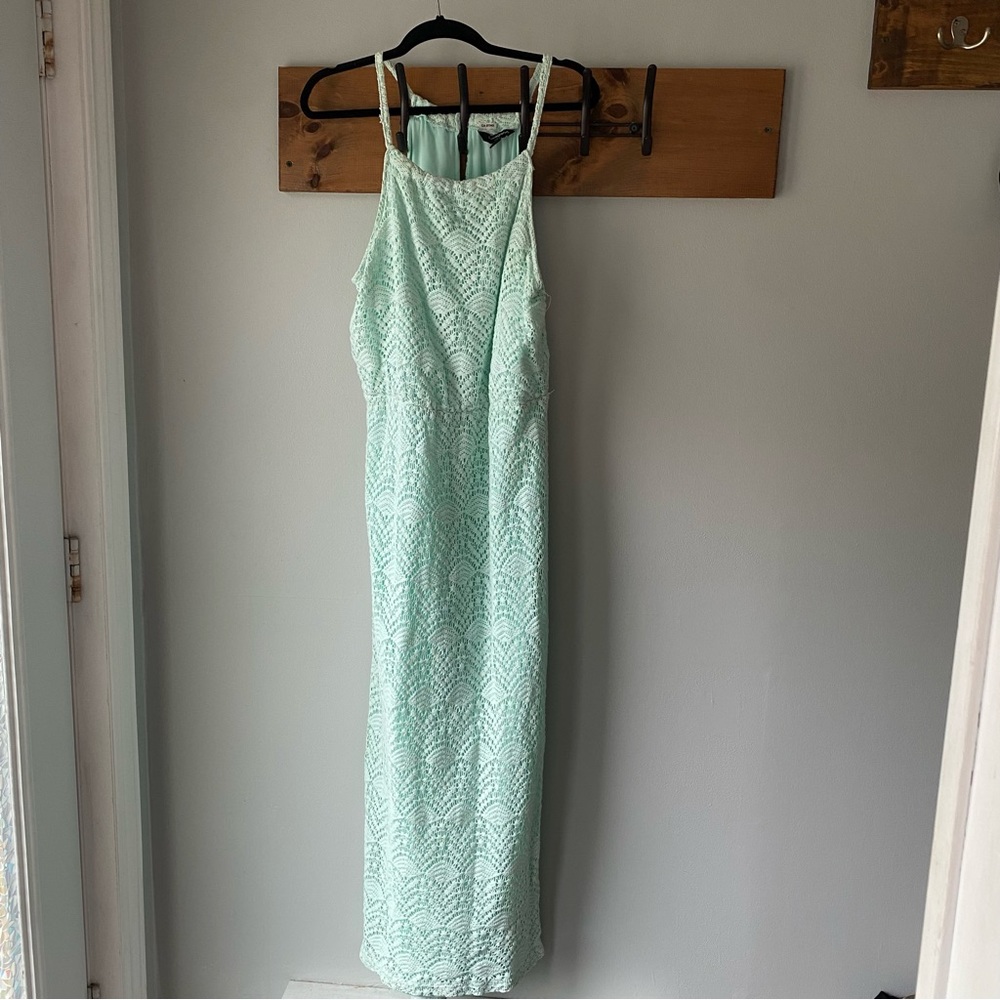 Sleeveless Mint Lace Maxi Dress - Mint